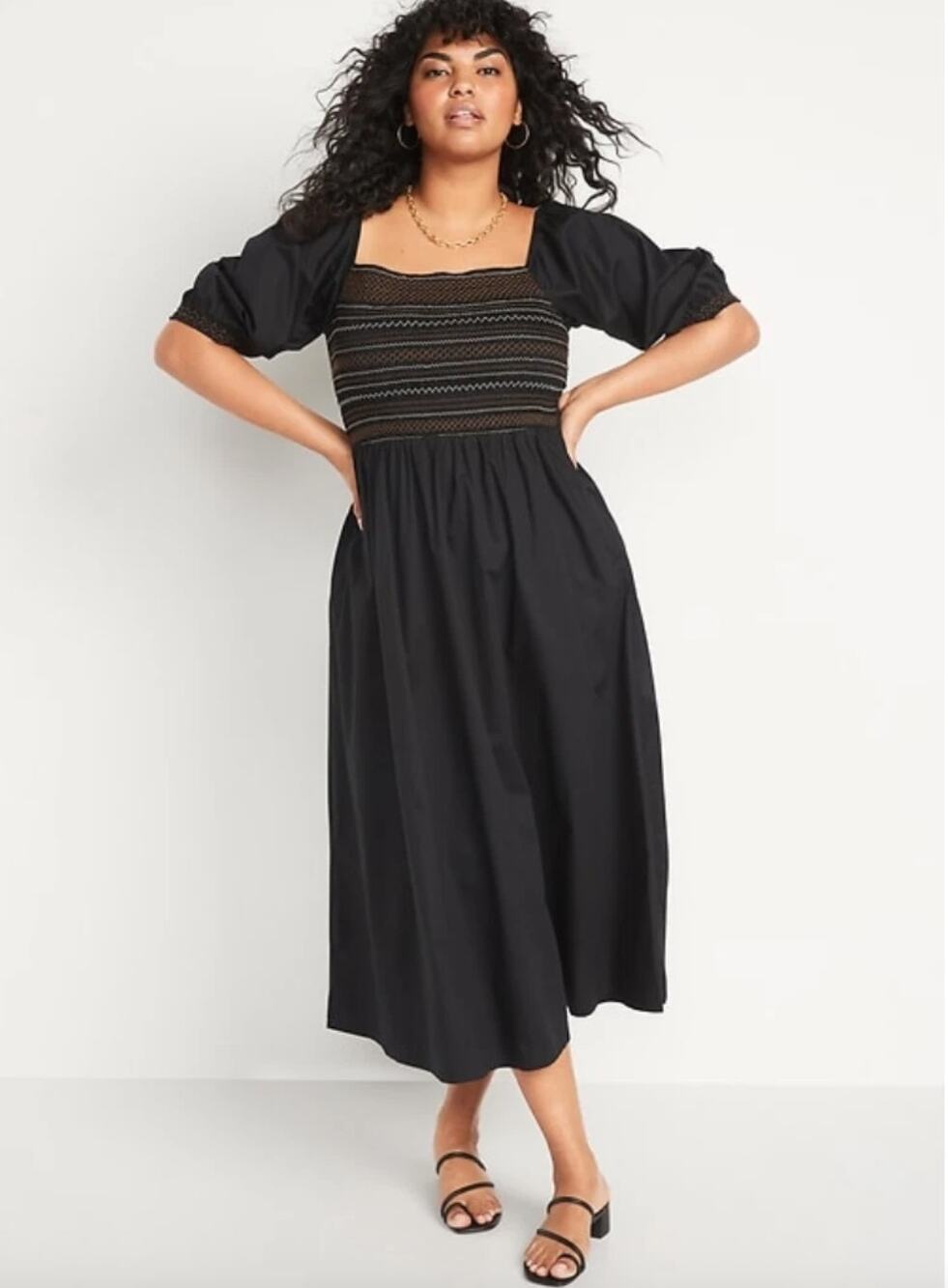 Old Navy Fit & Flare Off-the-Shoulder Cotton-Poplin Smocked Maxi Dress Size XL
